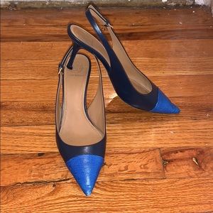 Tory Burch Navy Penelope CapToe Slingback Pump Sz7